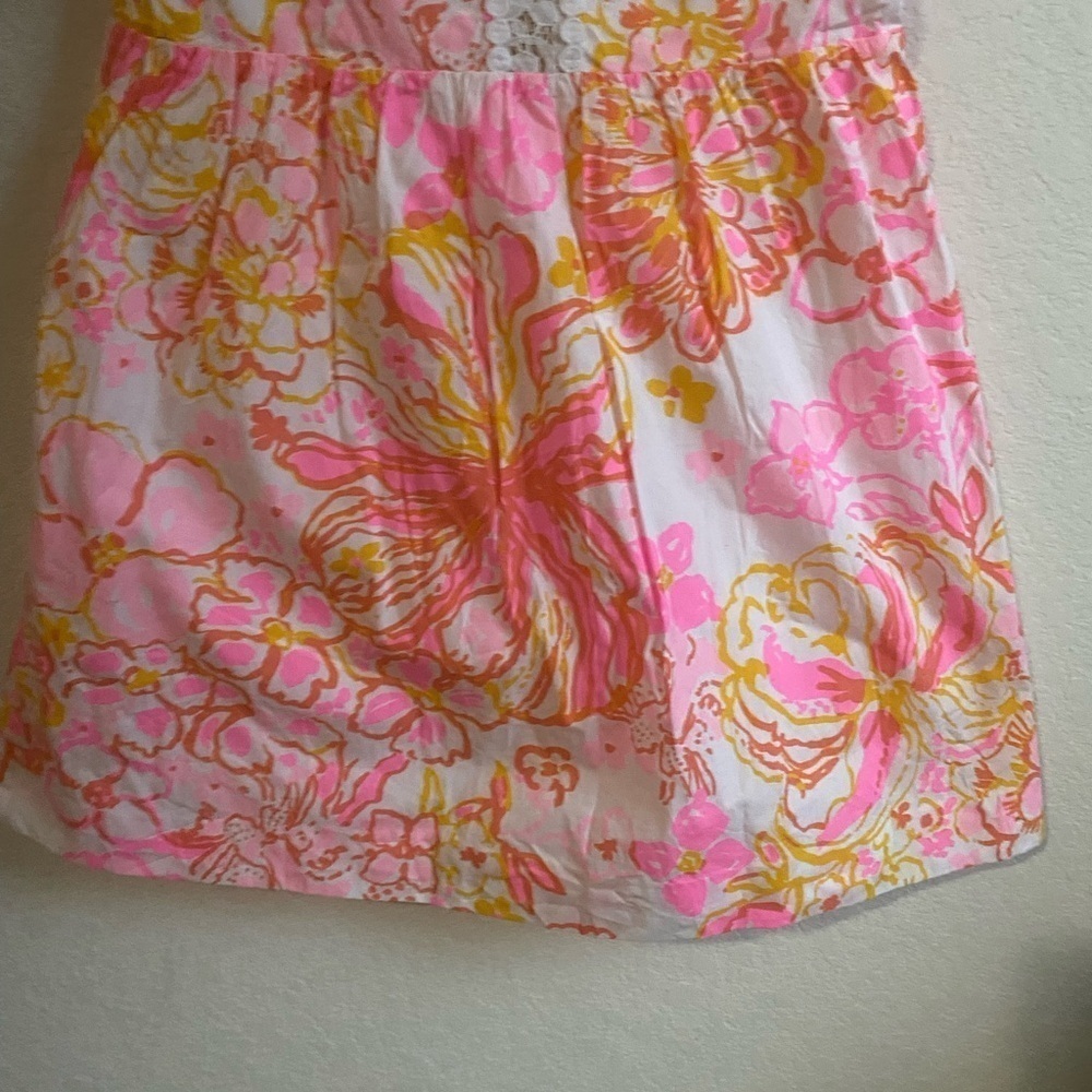 Lilly Pulitzer Reagan Happiness Pink Tropical Babydoll Fit Flare Dress Pockets 8 - Picture 9 of 15